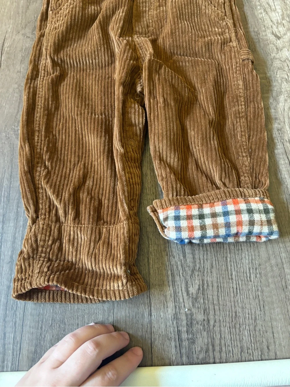 Vintage 2000s Y2K Oshkosh B’Gosh Vestbak Overalls Bibs Tan Corduroy Plaid NWT